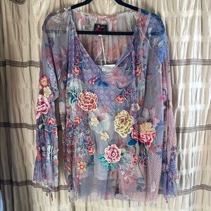 Stylish Floral Sheer Top - Multicolor